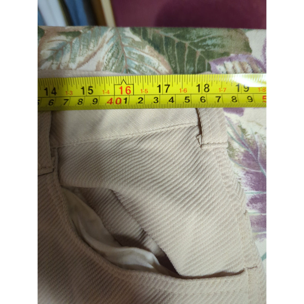 Kings Road Vintage Sears Mens Trouser Tan Stretch Khaki Pant 36" x 30" Polyester