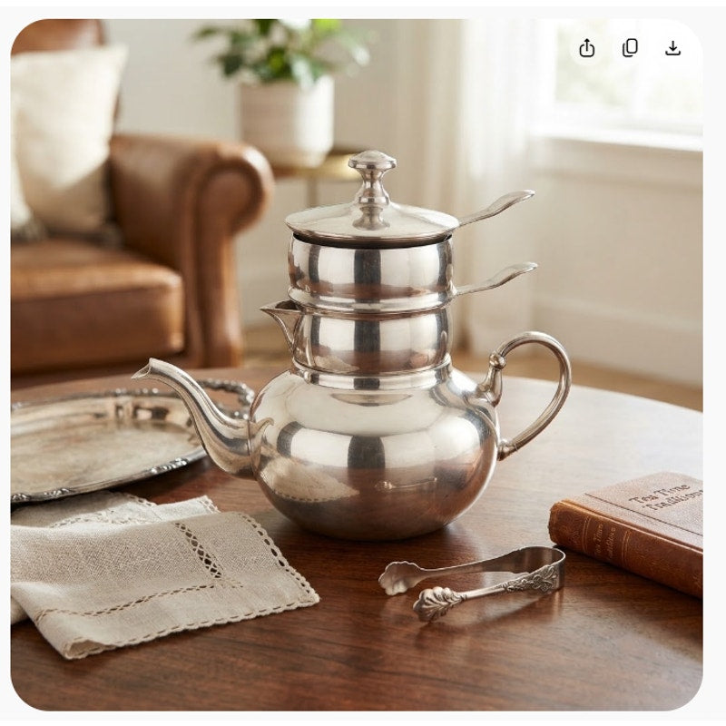 Vintage Restoration Hardware Raj Nested Stacked Teapot Service Set