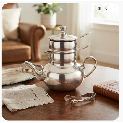 Vintage Restoration Hardware Raj Nested Stacked Teapot Service Set
