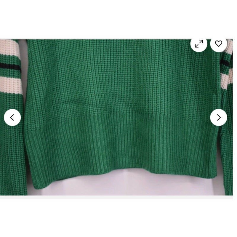 Sanctuary Green White Blue mock neck Long-Sleeve Pullover Top Sweater XS new