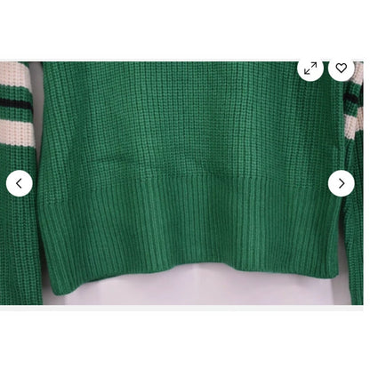 Sanctuary Green White Blue mock neck Long-Sleeve Pullover Top Sweater XS new
