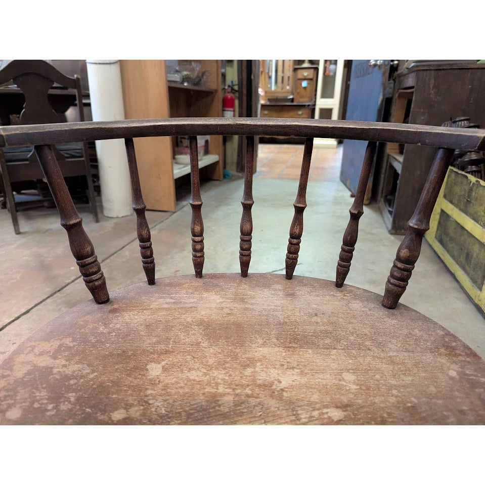 Secondhand Sandies: Antique 19thC Wood Spindle Chair | 20x11 Kidney Plank Accent Vanity Seat