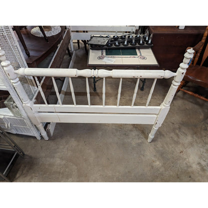 Secondhand Sandies: Spindle wood bed BEDFRAME white double. Perfect for foam / futon