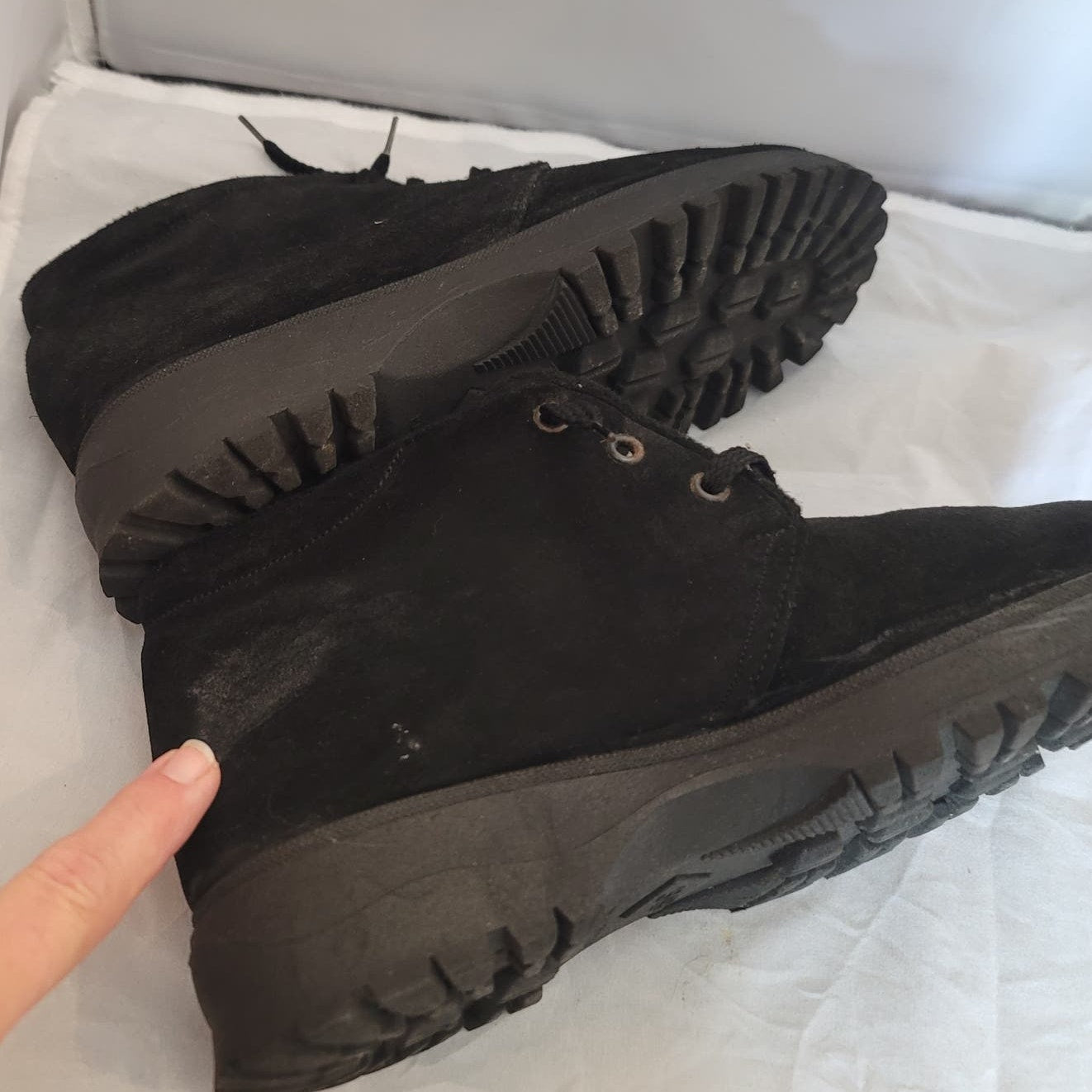 Booties Womens Classic Short Boots Suede Black 8.8 us / 39 EU Made Italy lace up