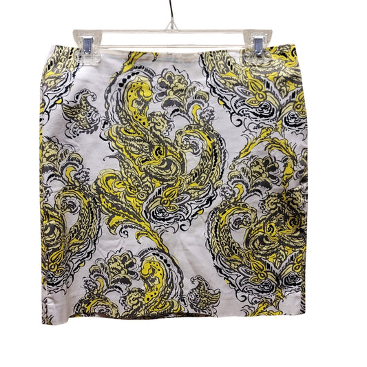 Ann Taylor NEW madison skirt yellow white paisley Size 2 Summer Casual