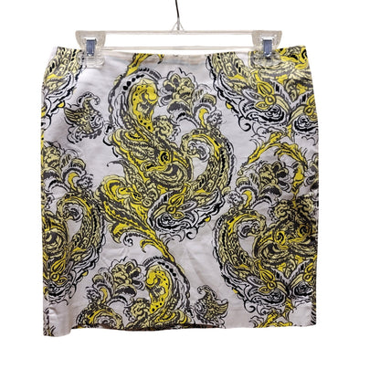 Ann Taylor NEW madison skirt yellow white paisley Size 2 Summer Casual