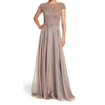 La Femme Floral Embroidery Lace Chiffon A-Line Formal Gown Size 6 in Cocoa NWT