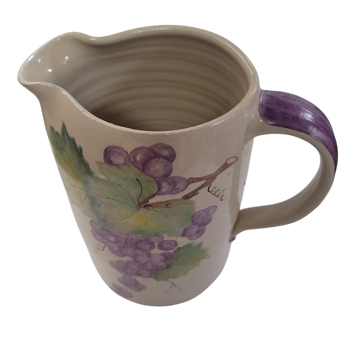 Handmade Pitcher Jug Grapes handle Master POTTER  Tommy Humphries green purple