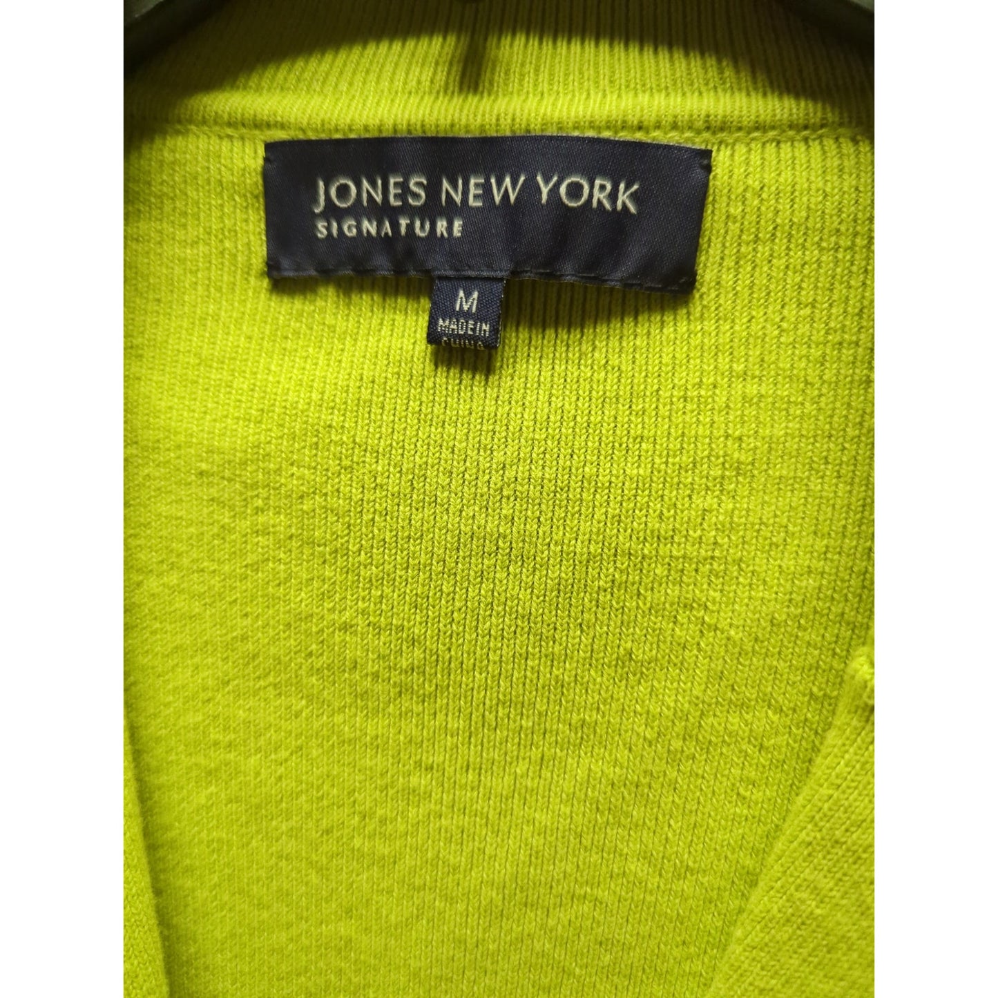 Jones New York Signature Lime Green Knit Cardigan Jacket Size Medium peplum