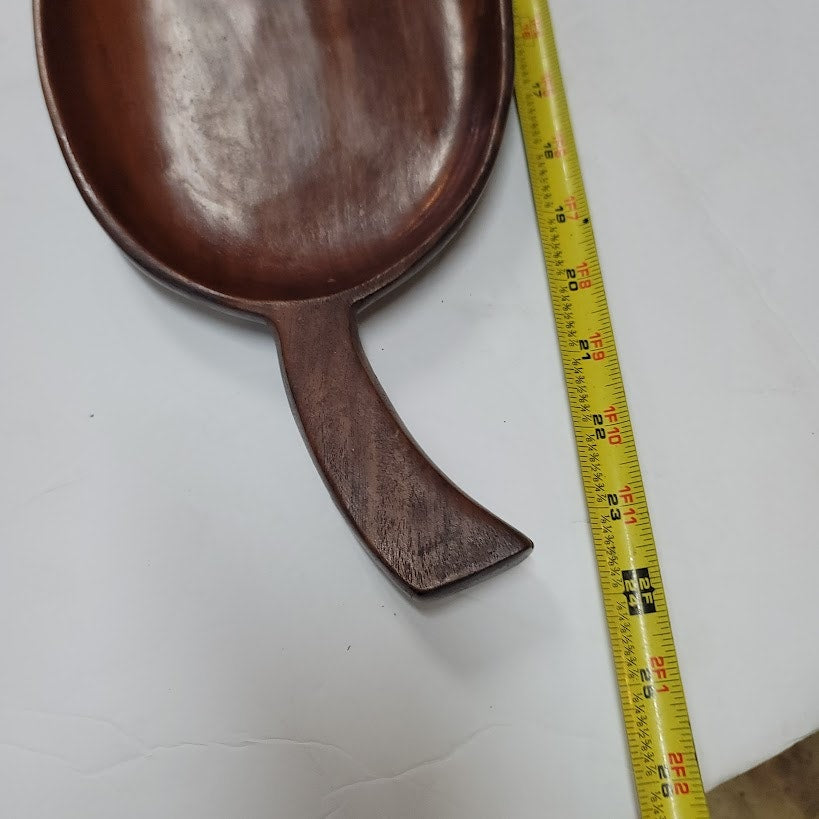 Vintage 60's MCM Mahogany Wood Tulip Flower Serving Tray Board 24" Split Petal