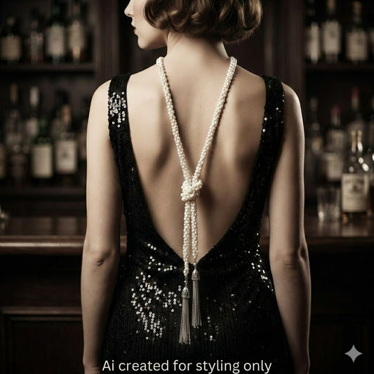 Vintage Pearl Lariat Necklace Tassel Sautoir Multistrand twisted 80s Rope Chain