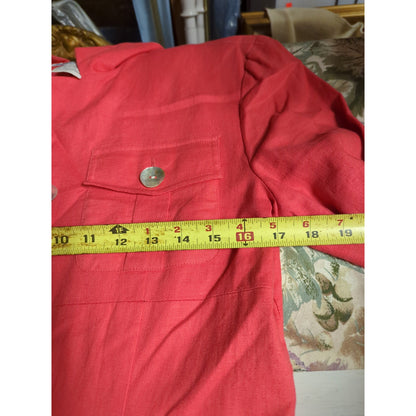 Vintage Jessica Howard Red Linen Blend Button Front Lined Summer Midi Dress 6