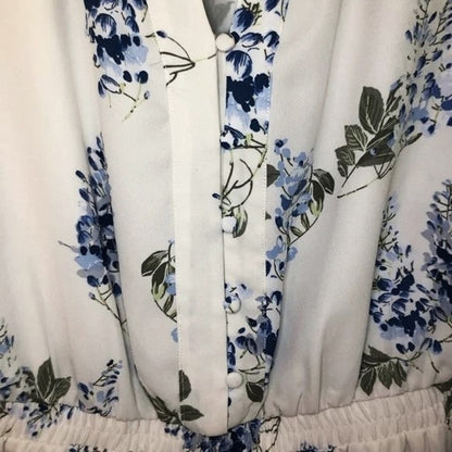 Vince Camuto Chiffon Asymmetrical Ruffle Button Front Dress Sz 12 in Ivory NWT