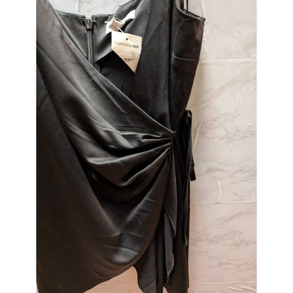 Topshop Black Satin Faux Wrap Spaghetti Strap Mini Dress Size 8