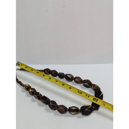 Vintage Chunky Beaded cascading statement necklace brown cream STATEMENT