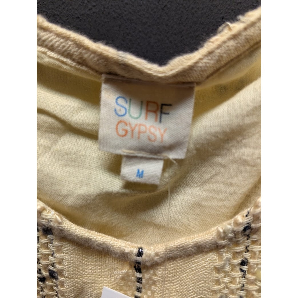 Surf Gypsy Women's Yellow Eyelet Smocked Crop Top NWT Casual Summer Boho festive