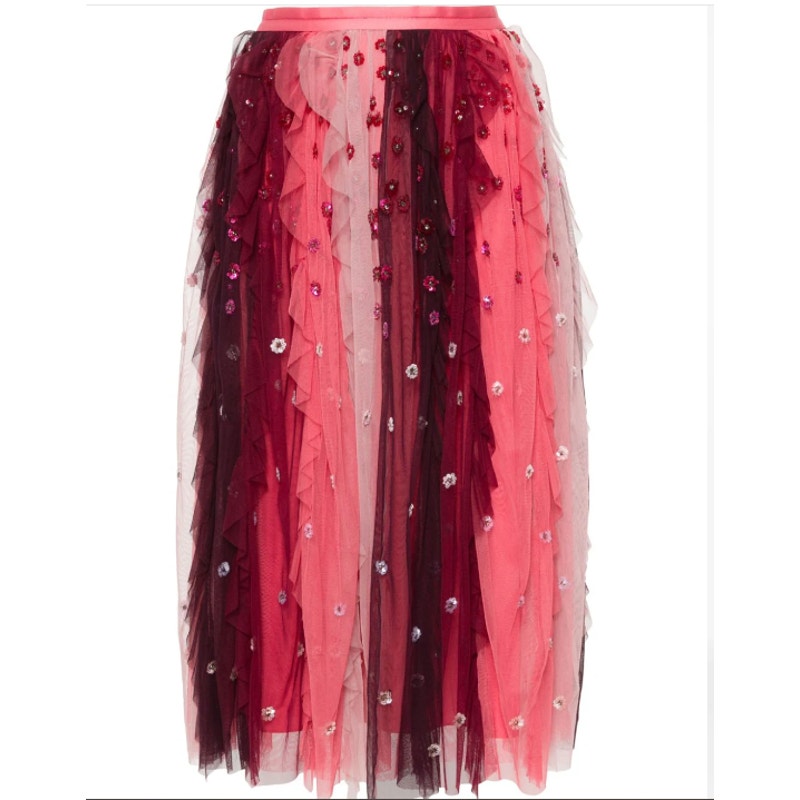 Needle & Thread sequin-embellished tulle midi skirt 8/ Medium Fairycore NEW $346