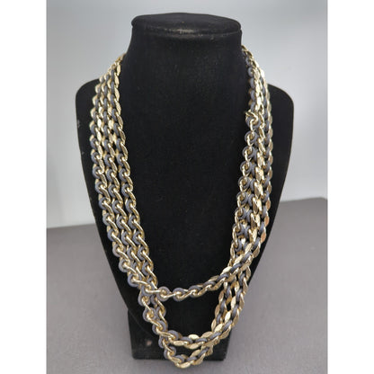 Vintage Sarah Coventry Multi-Strand Gold-Tone & Faux Leather Mixed Link Necklace