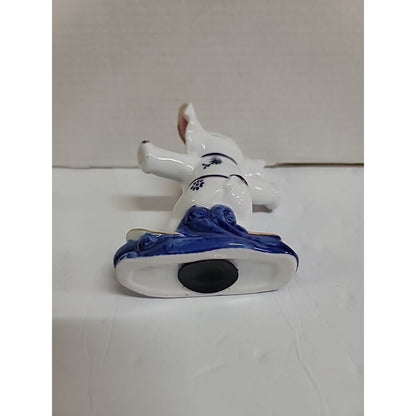 VINTAGE HAND PAINTED PORCELAIN ELEPHANT KARATE Surfer COIN PIGGY BANK BABY GIFT