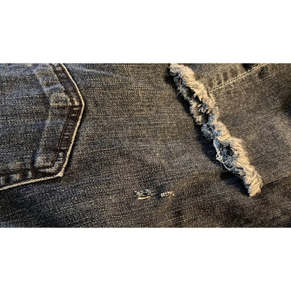 7 For All Mankind Raw Hem Damaged Destroyed Denim Ankle Jeans Size 28 Blue NWT