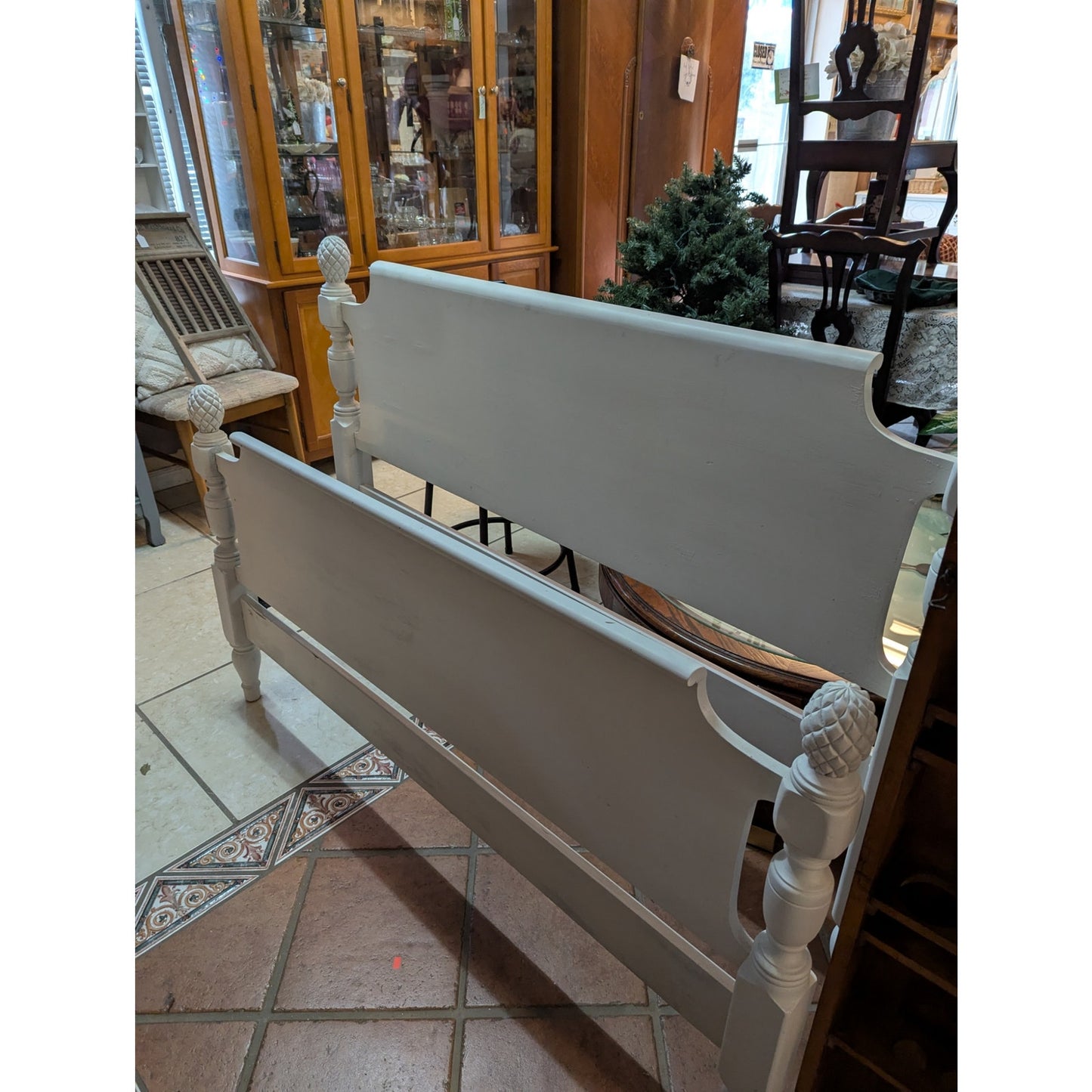 Secondhand Sandies: White full Size WOOD bed frame with rails