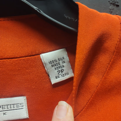 Valerie Stevens Petites Pure Silk Red Button Front Blazer Jacket MidCentury Chic