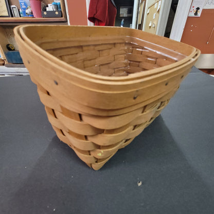 Vintage Longaberger Handwoven Rectangular Basket with Plastic Liner Dresden Ohio