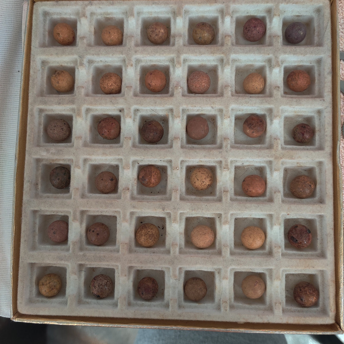 Antique German Handmade Clay Marbles Bulk Job Lot of 36 Player Size 9/16" #H4