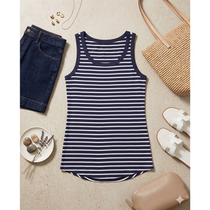 Caslon NWT Navy Blue and White Striped Scoop Neck Tank Top Small