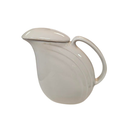 Vintage Hall China Cream Art Deco Pottery Water Pitcher with Lip Lid Zephyr 2340