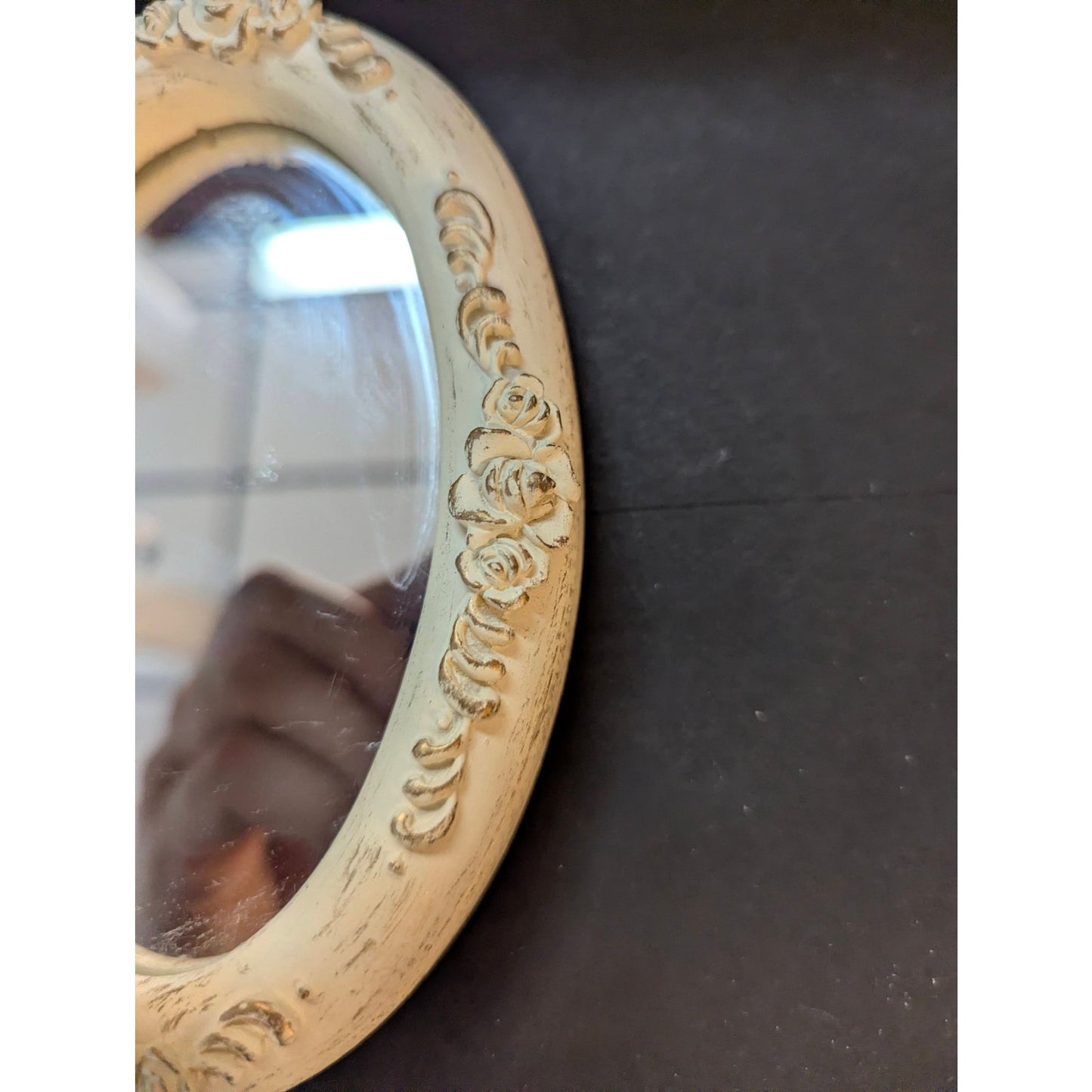 Vintage Cream Ornate Oval Miniature Wall Pocket Mirrors Craft Lot of 4