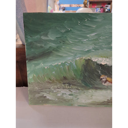 Original Oil Painting on Canvas Shorebirds & Ocean Wave Beach Coastal Decor