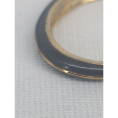 Vintage Black and Gold Curved Hoop Post Earrings Retro Crescent Chic