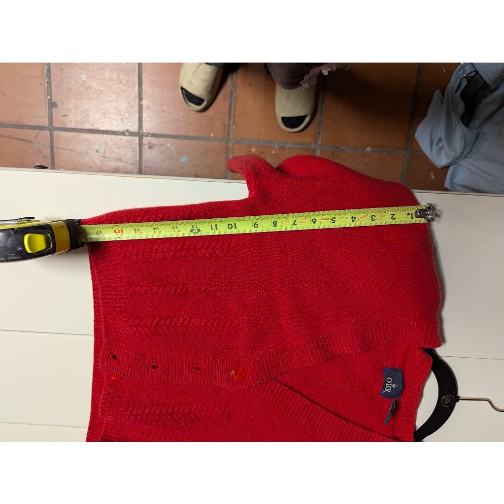 OBR Medium Lambs Wool Angora Blend Red Cropped long sleeve red button up sweater