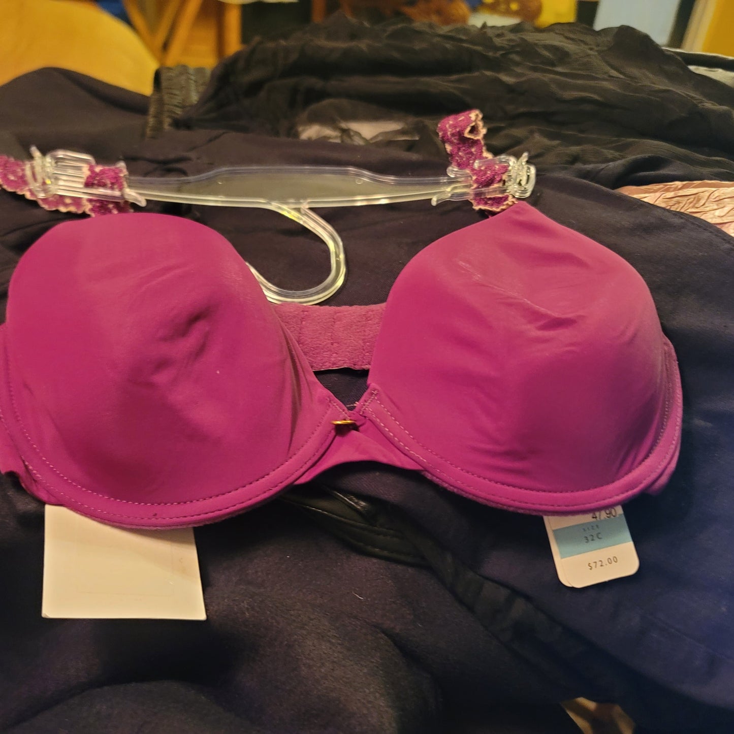 Natori Rose Dream Underwire T-Shirt Bra sIZE 32C in PURPLE/BOUQUET NWT