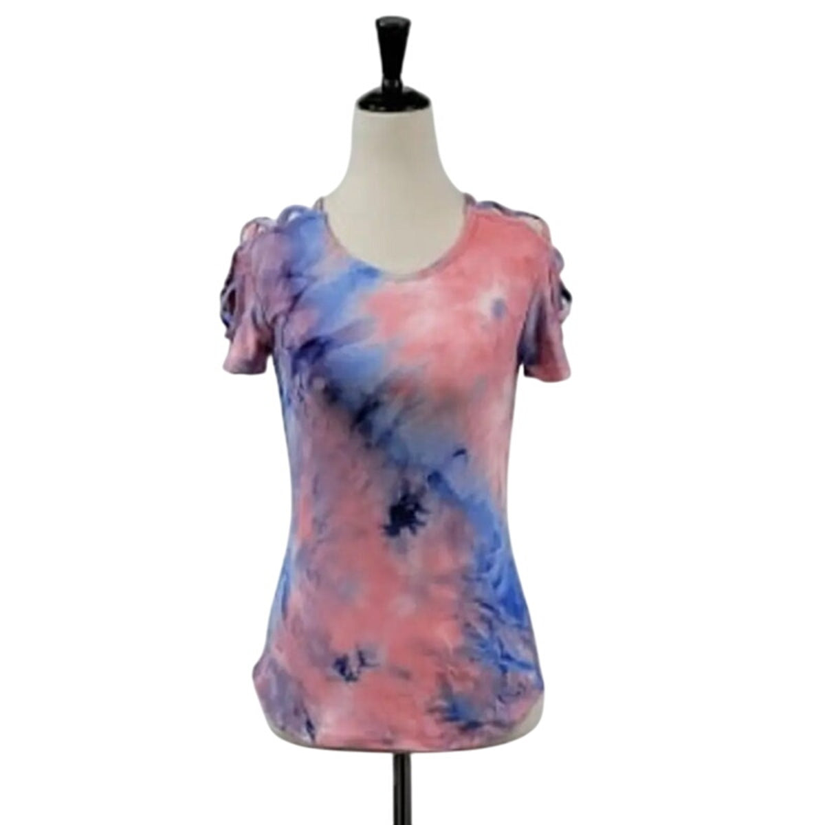 DEREK HEART tie dye short sleeve blue PINK PURPLE NEW teen medium bare shoulder