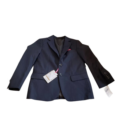 Isaac Mizrahi Boy’s Blazer Jacket Color Navy Blue Red Pocket Square NEW Size 4