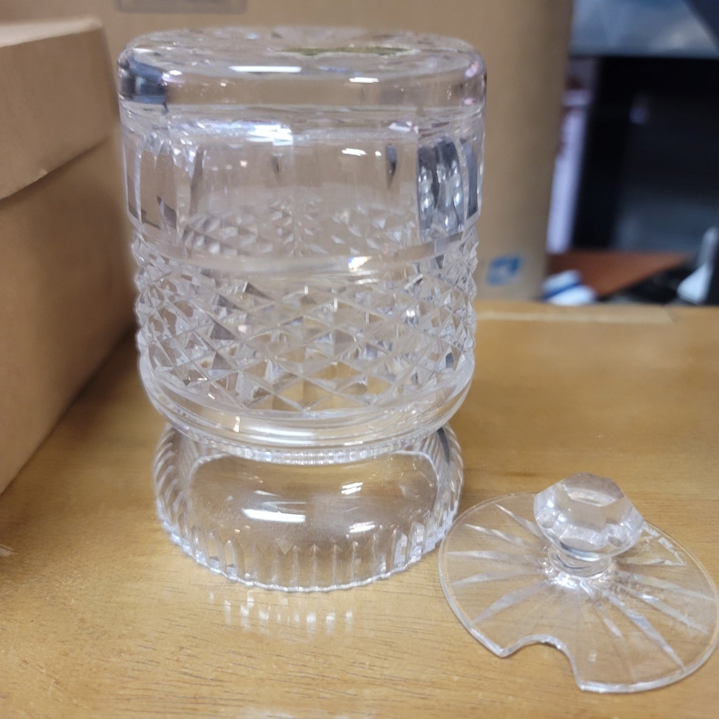 Vintage Waterford Crystal Jam Marmalade Condiment Jar with Lid Handmade Ireland