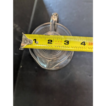 Vintage glass pitcher with lid creamer Hand blown with air bubbles 5.5" tall