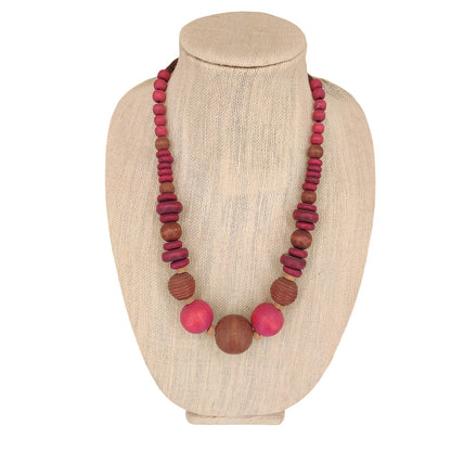 Vintage Chunky Earthy Tone Wooden Beaded Necklace
