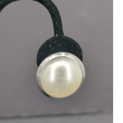 Vintage Cream Faux Pearl Silver Tone Clip On Earrings Classic Minimalist