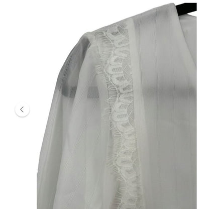 Wayf Womens size Small top ivory lace trim knotted long sleeve blouse xS DEFECT