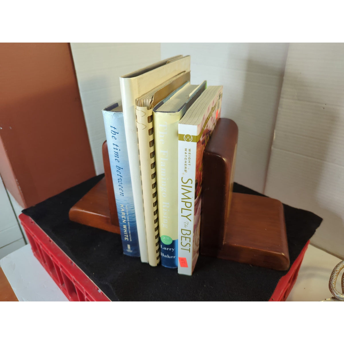 Vintage Wood Owl Bookends Decoupage Art Pair Library Bookshelf