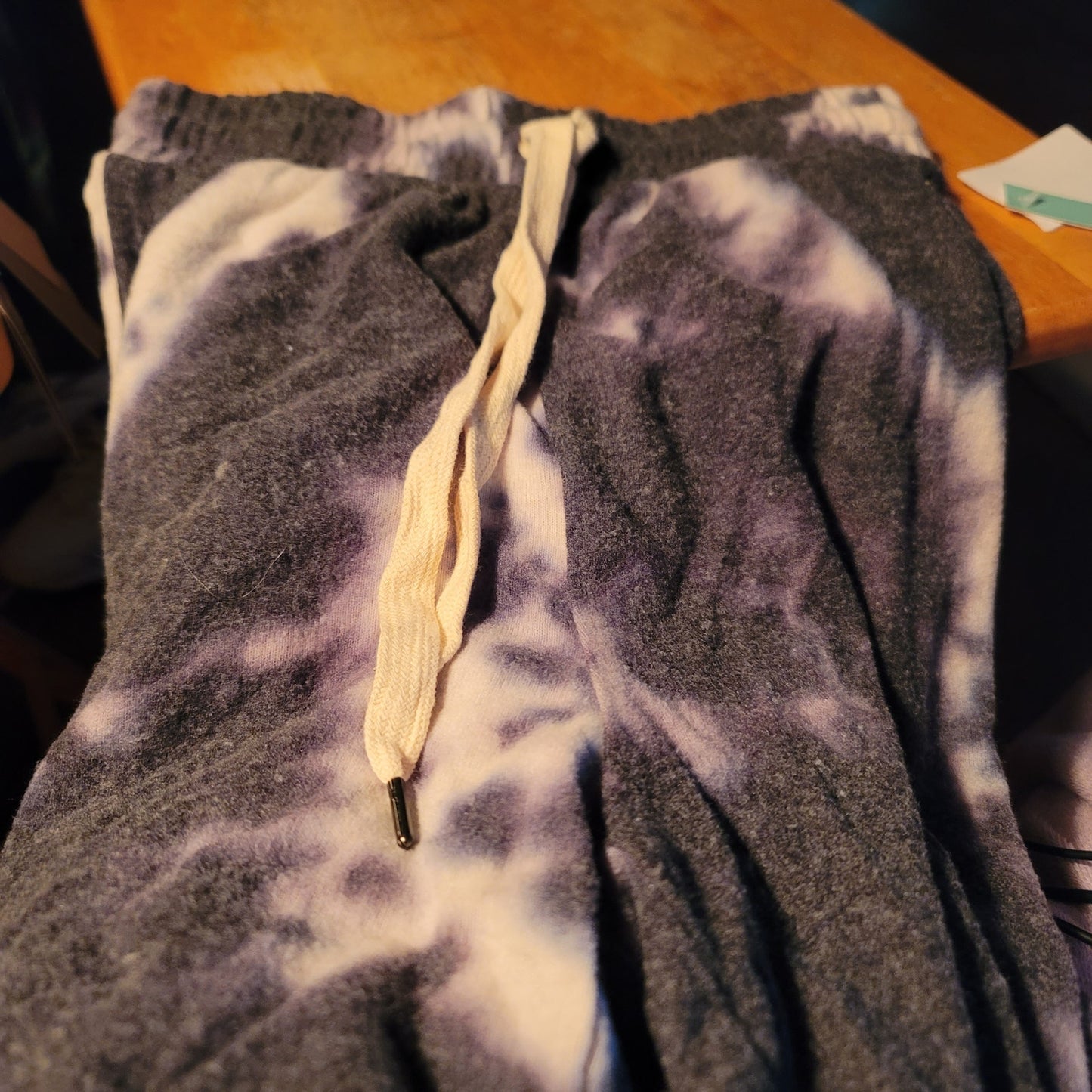Abound navy tie dye fleece Jogger pants drawstring waist New pockets COZY XS