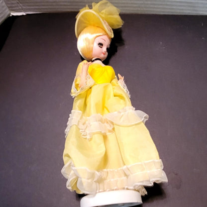 Vintage Bradley "Big Eye" Southern Belle Doll Yellow Victorian Elegance Boudoir