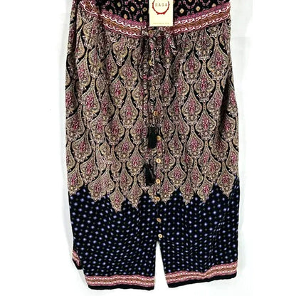 NWT RAGA Sleeveless Button Front Ruffle Strap Boho Dress Multicolor Sz Small