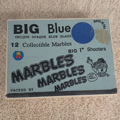 Vintage J Pressman BIG Blue Marble Box Set Toy Cobalt Swirl Lot 5/8" #ABBYHAVANA