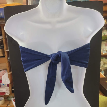 Blue Sky NEW Bandeau Side Bone Swim Top Lined Tieback NipPads DARK NAVY SMALL