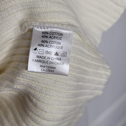 Belle Ombre' Size large Cardigan Pockets Open Front Flax/White Knit NEW cOTTON