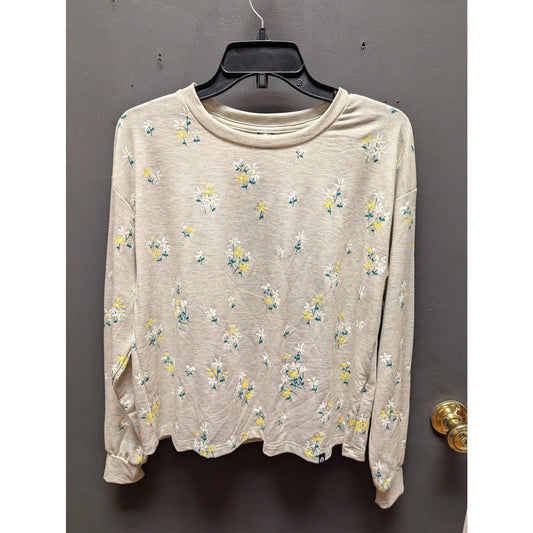 Circle X size LARGE long sleeve sweatshirt top cream Florals